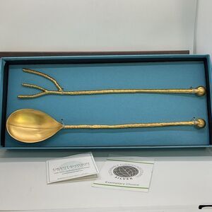 Grant Dawson Collection Mangrove 24k gold plated Salad Serving Set